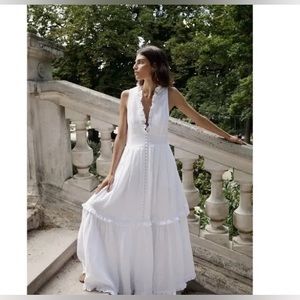 Jolslin Juliet Linen Open Back Maxi Dress